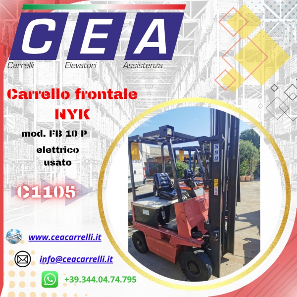 C1105 - Carrello elevatore frontale elettrico 4 ruote usato - NYK FB10P