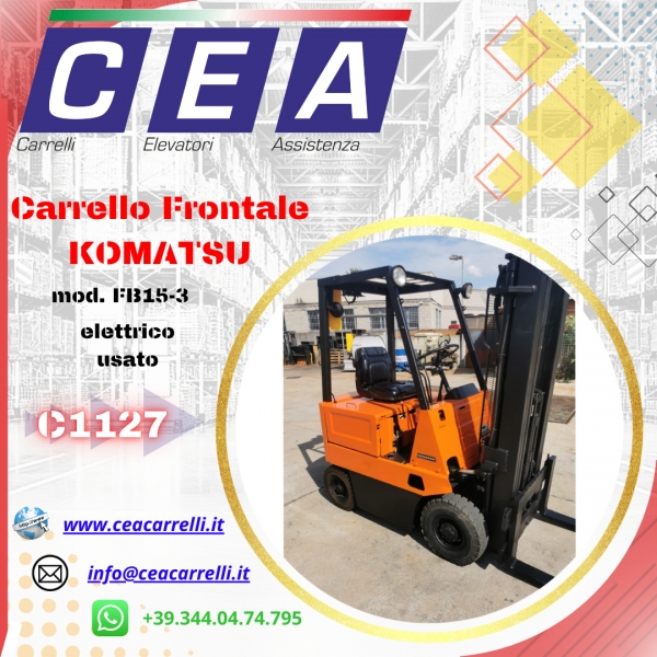 C1127 - Carrello elevatore frontale elettrico 4 ruote usato - KOMATSU FB15-3