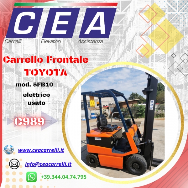 C989 - Carrello elevatore frontale elettrico 4 ruote usato - TOYOTA 5FB10